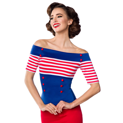 BELSIRA Jersey-Top Blau Wei? Rot