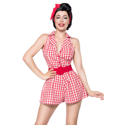 BELSIRA Retro-Jumpsuit rot/weiss
