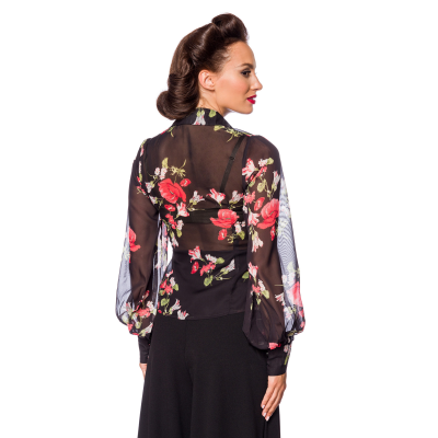 BELSIRA Vintage-Bluse schwarz/rot