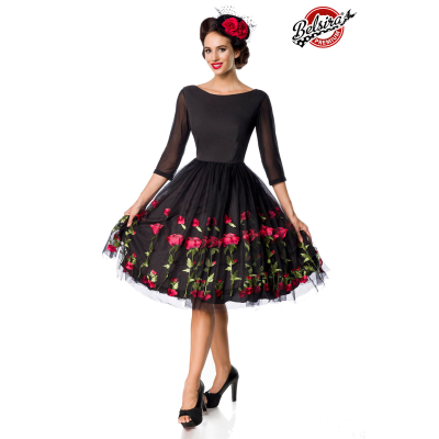 BELSIRA besticktes Premium Vintage Swingkleid black