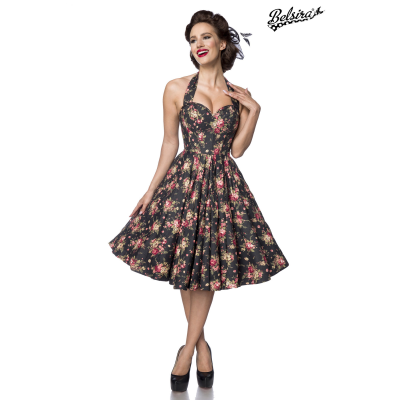 BELSIRA Vintage-Corsagenkleid schwarz/pink/gruen