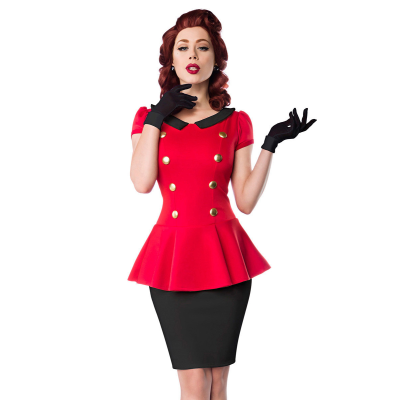 BELSIRA Kleid mit Bubikragen Red Black