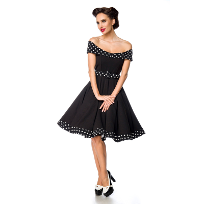 BELSIRA schulterfreies Swing-Kleid mit Gürtel schwarz