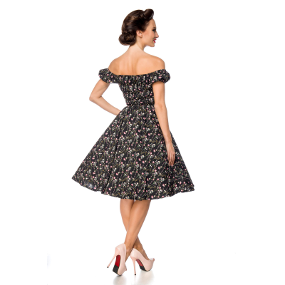 BELSIRA schulterfreies Kleid schwarz/rosa