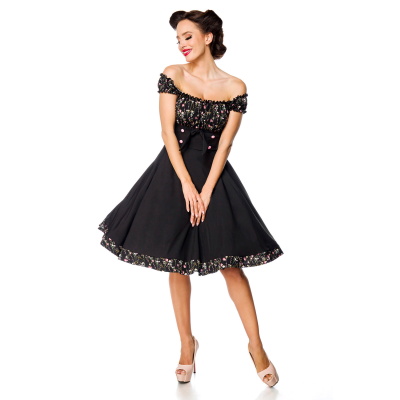BELSIRA schulterfreies Swing-Kleid black / pink