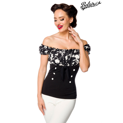 BELSIRA schulterfreies Oberteil black / patterned