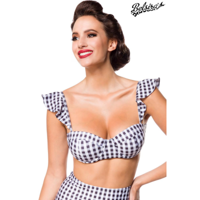 BELSIRA Vintage Bikinioberteil schwarz/weiss
