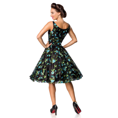 BELSIRA Belsira Premium Vintage Blumenkleid schwarz/blau
