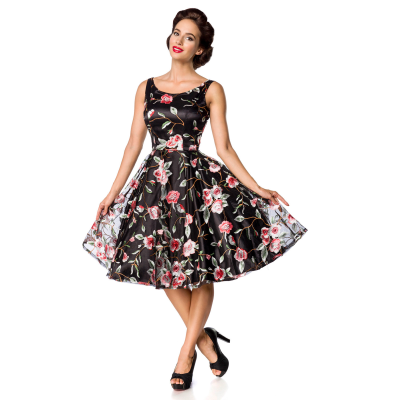 BELSIRA Belsira Premium Vintage Blumenkleid schwarz/rosa