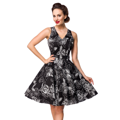 BELSIRA Blumenkleid schwarz/weiss