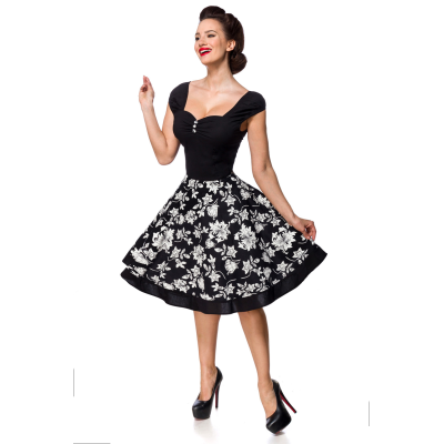 BELSIRA Blumenkleid schwarz/weiss