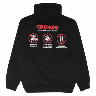 Superheroes Inc. Gremlins - Three Rules (Unisex Black Contrast Pullover Hoodie)  Schwarz