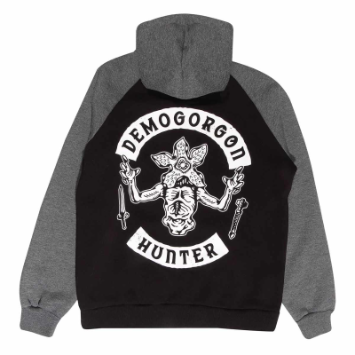 Stranger Things - Flaming Logo (Unisex Black Pullover Hoodie)  Schwarz