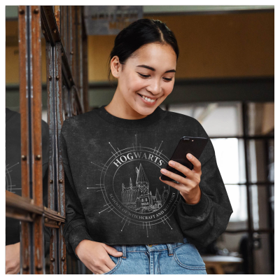 Superheroes Inc. Harry Potter - Hogwarts Constellation (Womens Black Sweatshirt Cropped)  Schwarz