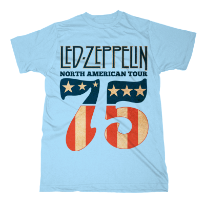 Led Zeppelin - 1975 North American Tour (Unisex Sky Blue T-Shirt)  blue
