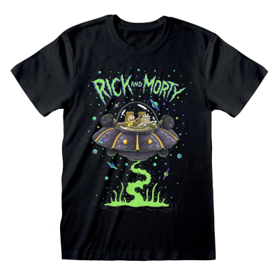 Rick And Morty - Spaceship (Unisex Black T-Shirt)  Schwarz