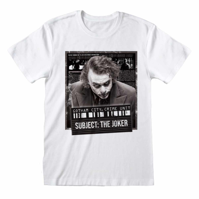 DC The Dark Night - Joker Mug Shot (Unisex White T-Shirt)  weiß