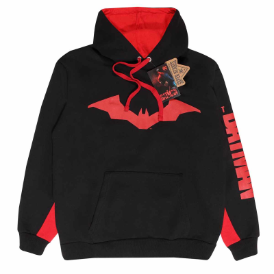 ** Superheroes Inc. DC The Batman - Icon And Text (Unisex Black Contrast Pullover Hoodie)  ** Schwarz