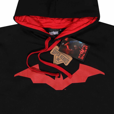 ** Superheroes Inc. DC The Batman - Icon And Text (Unisex Black Contrast Pullover Hoodie)  ** Schwarz
