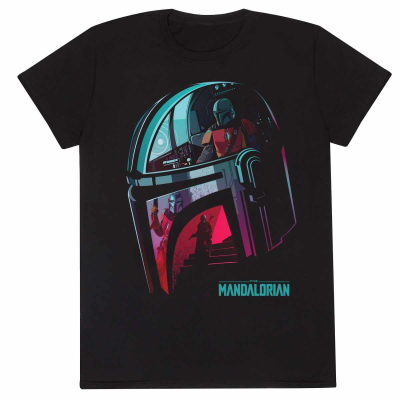 Star Wars: Mandalorian - Helmet Reflection (Unisex Black T-Shirt)  Schwarz