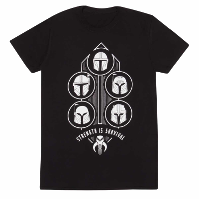 ** Star Wars: Mandalorian - Strength Is Survival (Unisex Black T-Shirt)  ** Schwarz