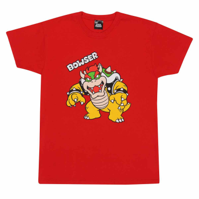 ** Nintendo Super Mario - Bowser (Unisex Red T-Shirt) 9-11 Years ** Rot