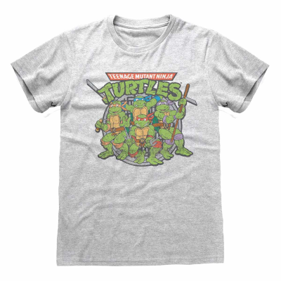 Teenage Mutant Ninja Turtles - Retro Turtle (Unisex Heather Grey T-Shirt)  Heather Grey