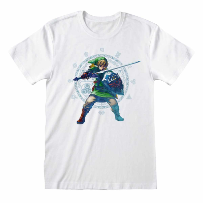** Nintendo Legend Of Zelda - Skyward Sword Pose (Unisex White T-Shirt)  ** weiß