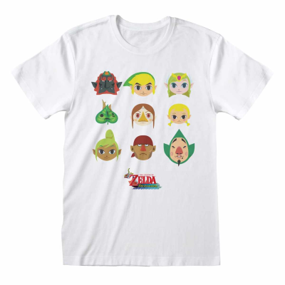 ** Nintendo Legend Of Zelda - Wind Waker Faces (Unisex White T-Shirt)  ** weiß