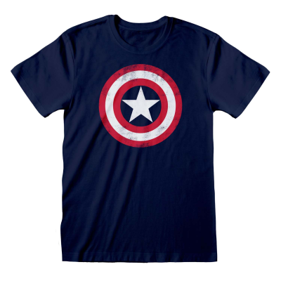Marvel Comics Avengers - Captain America Shield (Unisex Blue T-Shirt)  Blau