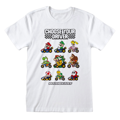Nintendo Super Mario Kart - Choose Your Driver (Unisex White T-Shirt)  weiß