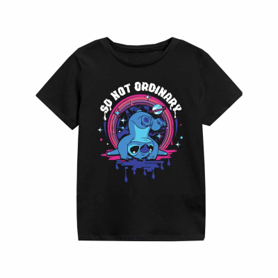 Disney Lilo And Stitch - So Not Ordinary (Unisex Kids Black T-Shirt) 9-11 Years Schwarz