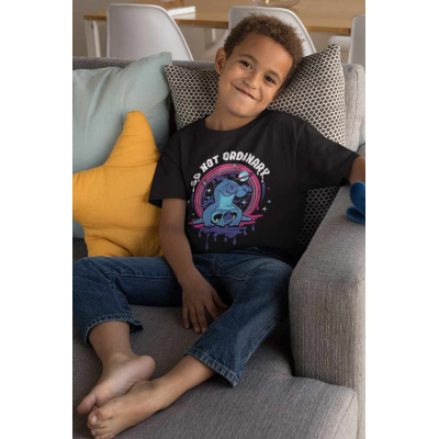 Disney Lilo And Stitch - So Not Ordinary (Unisex Kids Black T-Shirt) 9-11 Years Schwarz