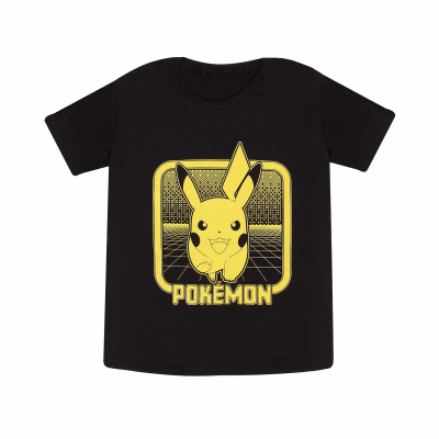 Pokemon - Pikachu Retro Arcade (Unisex Black T-Shirt) 5-6 Years Schwarz