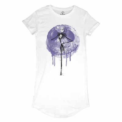 ** Nightmare Before Christmas - Moon Drip (Womens White T-Shirt Dress)  ** weiß