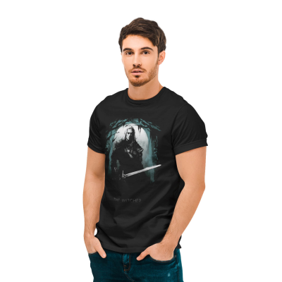 Witcher - Silhouette Moon (Unisex Black T-Shirt)  black