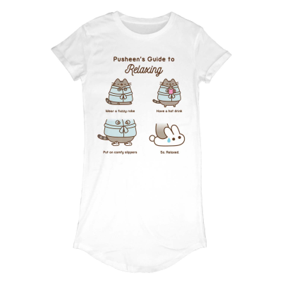 Pusheen - Guide To Relaxing (Womens White T-Shirt Dress)  weiß