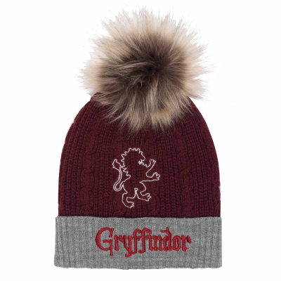 Harry Potter - Gryffindor House Fur (Unisex Red Beanie Pom)  red
