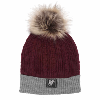 Harry Potter - Gryffindor House Fur (Unisex Red Beanie Pom)  red
