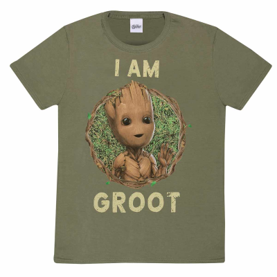 Marvel I Am Groot - Badge (Unisex Olive T-Shirt)  Olive