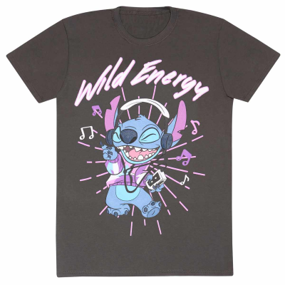 Disney Lilo And Stitch - Wild Energy (Unisex Charcoal T-Shirt)  Charcoal