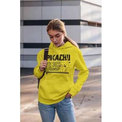 ** Pokemon - Pikachu Line Art (Unisex Yellow Pullover Hoodie)  ** Yellow