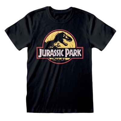Jurassic Park - Original Logo Distressed (Unisex Black T-Shirt)  black