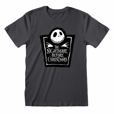 Nightmare Before Christmas - Logo Square (Unisex Charcoal T-Shirt)  Charcoal
