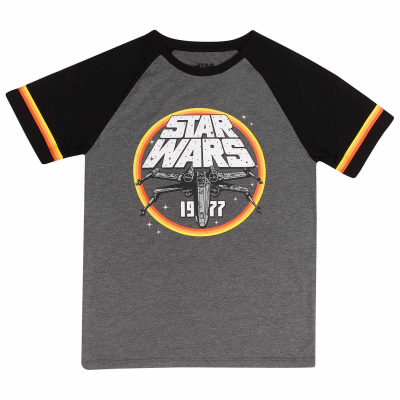 Star Wars - 1977 Circle (Unisex Charcoal Raglan T-Shirt)  Charcoal