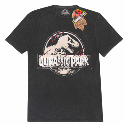 ** Superheroes Inc. Jurassic Park - Scratched Logo (Unisex Vintage Black Premium T-Shirt)  ** Vintage Black