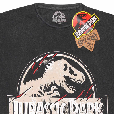 ** Superheroes Inc. Jurassic Park - Scratched Logo (Unisex Vintage Black Premium T-Shirt)  ** Vintage Black