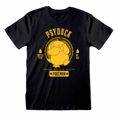** Pokemon - Collegiate Psyduck (Unisex Black T-Shirt)  ** Schwarz