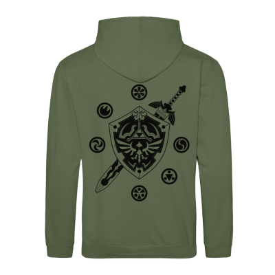 Nintendo Legend Of Zelda - Logo And Shield (Unisex Green Pullover Hoodie)  Grün