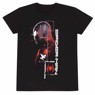 ** Marvel Spider-Man Miles Morales Video Game - Suit Specs (Unisex Black T-Shirt)  ** black